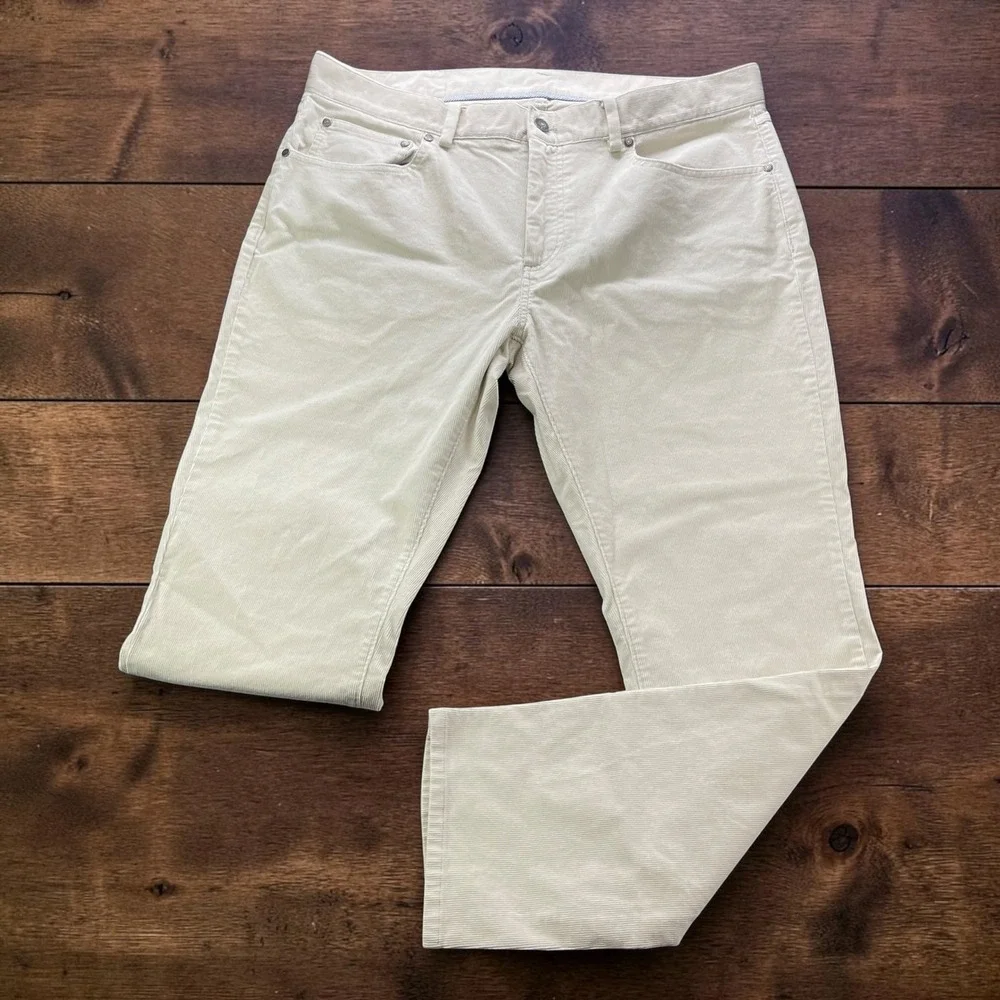 Bundle 2 Brooks Brothers Slim Fit Corduroy Pants Blue Cream Mens 38x30 Stretch